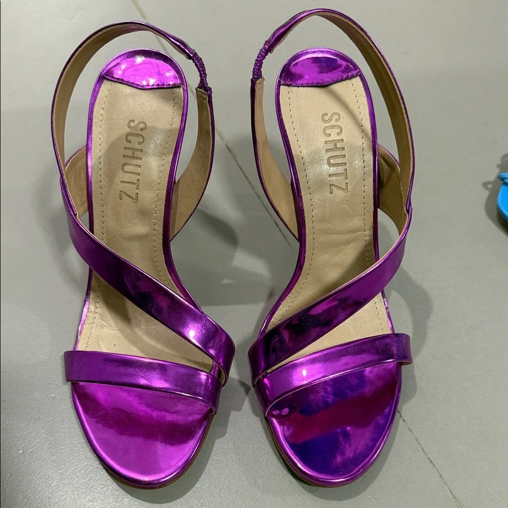 SCHUTZ Women's Metallic Purple Heels - Picture 1 of 3